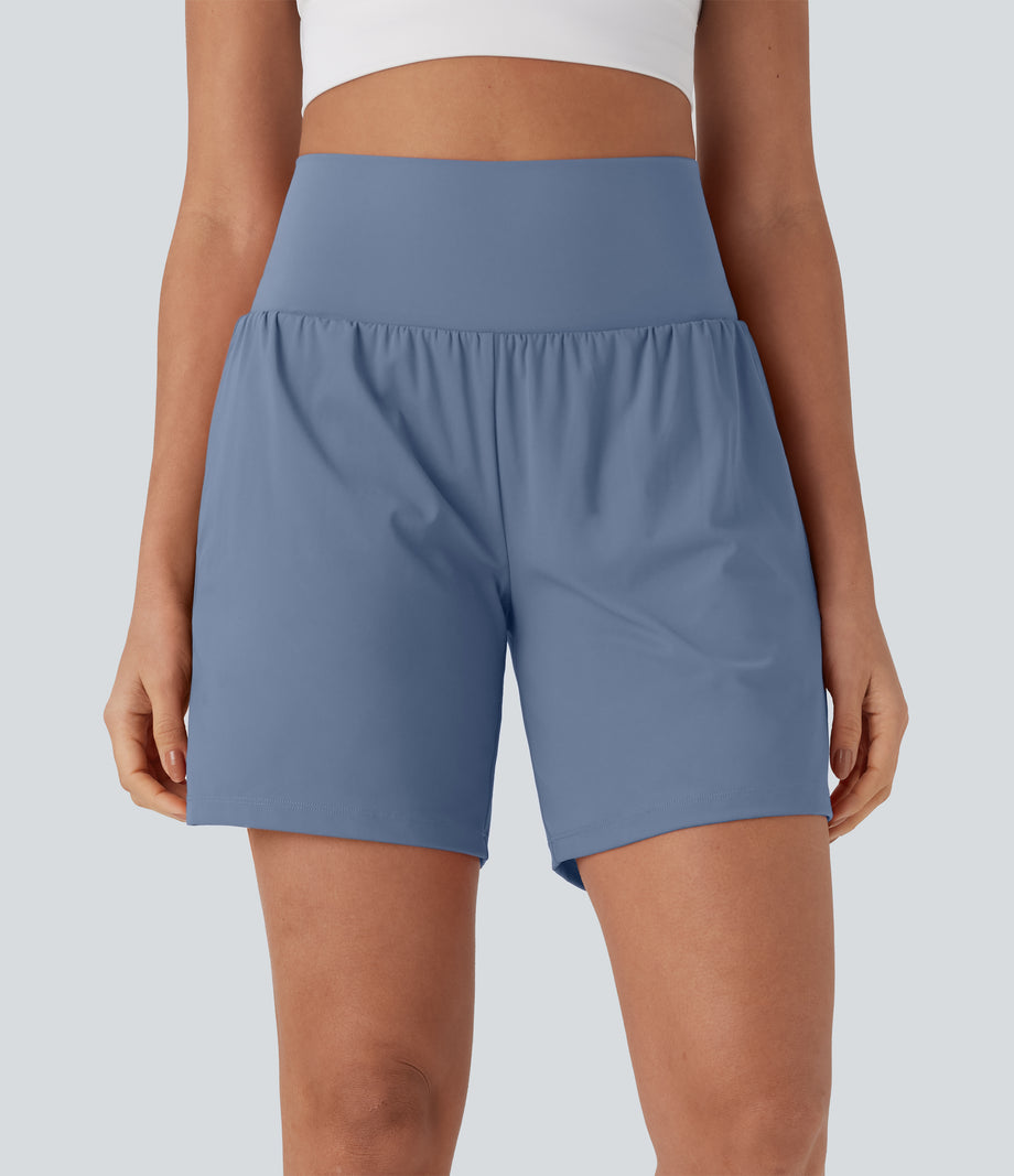 SoftlyZero™ Airy Super High Waisted 2-in-1 Cool Touch Yoga Shorts 7" with Pockets - Infinity