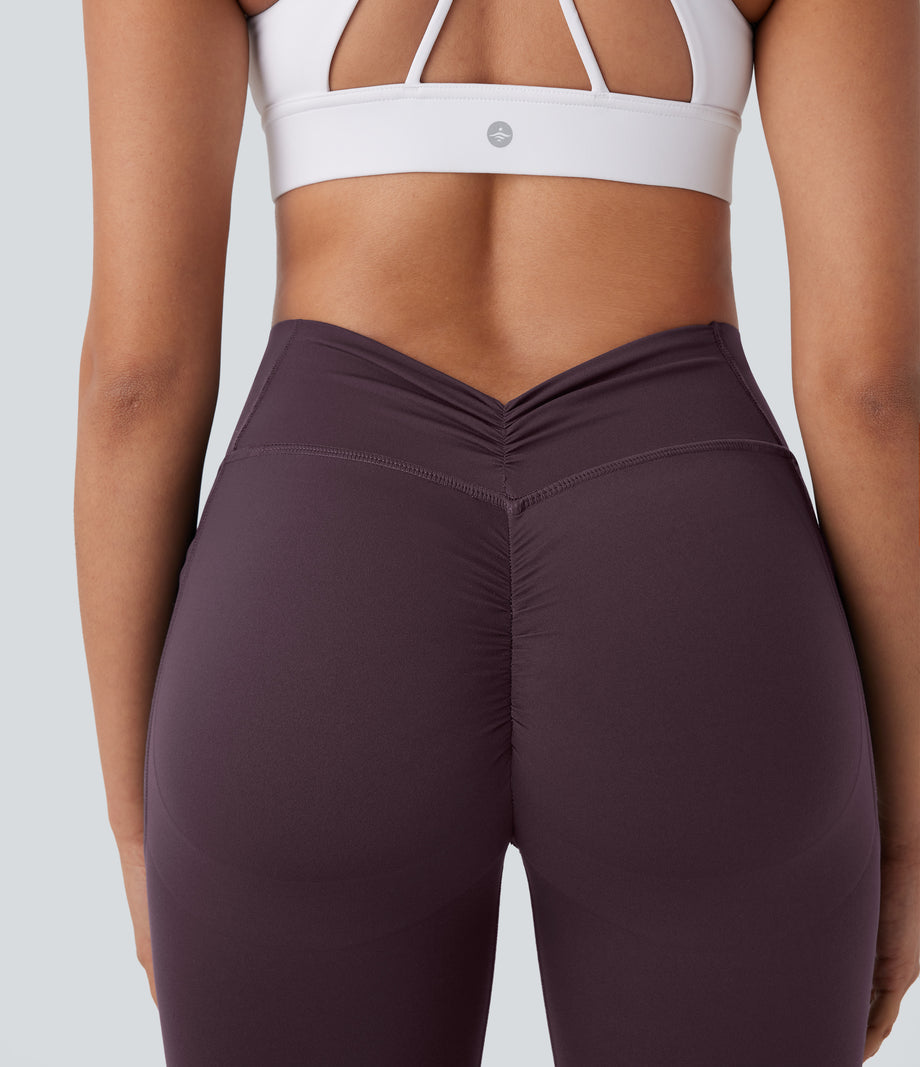 Halara UltraSculpt™ High Waisted Tummy Control Butt Lifting Ruched Pocket Shaping Yoga Leggings - Night's Purple