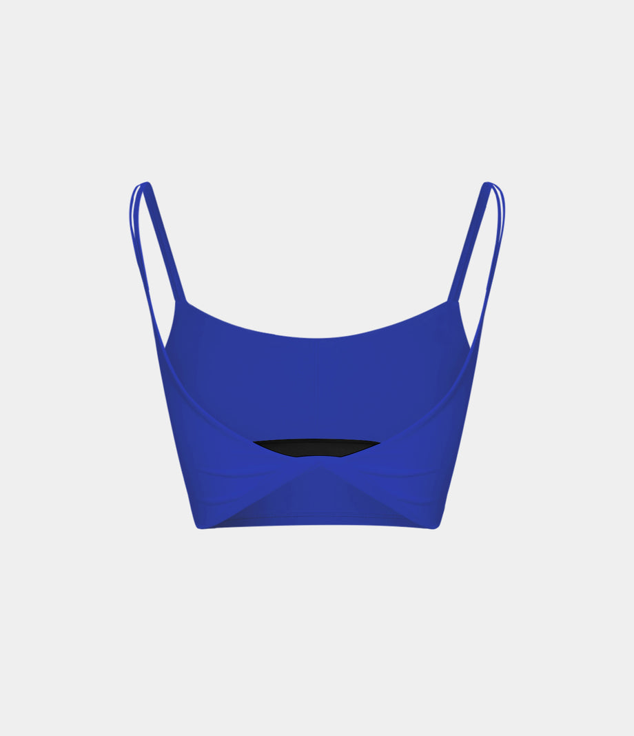 Double Straps Cropped Yoga Tank Top - Night Sky Blue