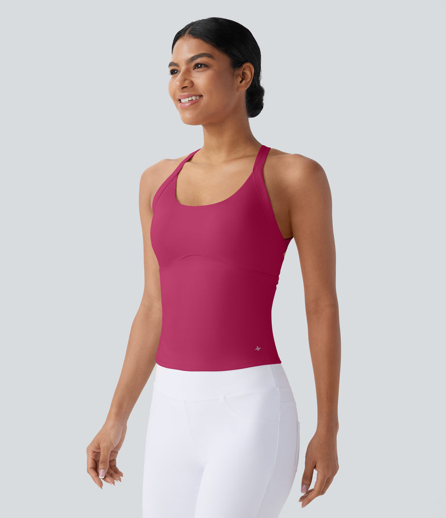 SoftlyZero™ Plush Cut Out Yoga Tank Top A-D Cups - Cherries Jubilee