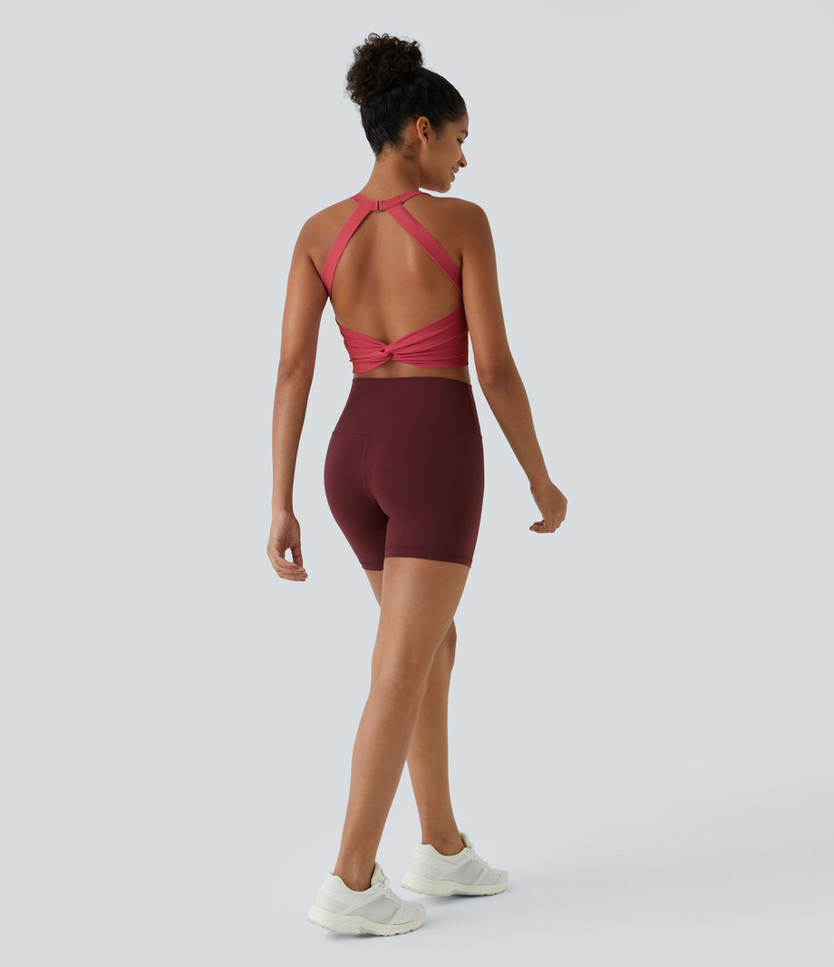 SoftlyZero™ Plush Cut Out Cropped Yoga Tank Top - Winterberry