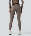 Halara Ultrasculpt™ Heat High Waisted Tummy Control Crossover Back Fleece Running Leggings with Pockets - Walnut