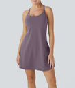 SoftlyZero™ Plush 2-in-1 Pocket Mini Active Dress DD-F Cups - Tulip Purple