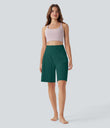 SoftlyZero™ Airy High Waisted Pockets Cool Touch Yoga Bermuda Shorts - Forest Biome