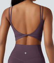 Halara UltraSculpt™ Double Straps Twisted Backless Cropped Yoga Tank Top - Night's Purple