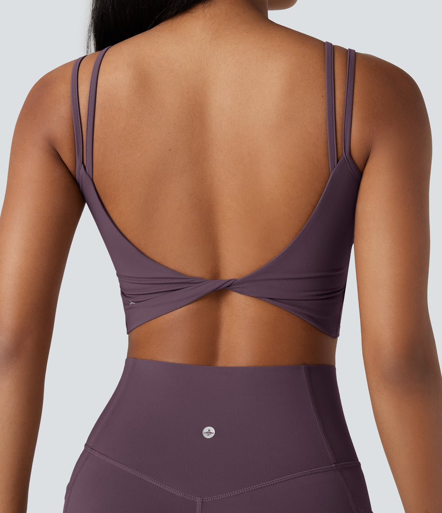 Celeste L'Amour UltraSculpt™ Double Straps Twisted Backless Cropped Yoga Tank Top