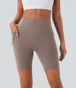 Halara UltraSculpt™ High Waisted Scrunch Butt Lifting Tummy Control Side Pocket Shaping Workout Biker Shorts 7'' - Dawn Brown