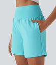 SoftlyZero™ Airy Super High Waisted 2-in-1 Cool Touch Yoga Shorts 7" with Pockets - Loka Blue
