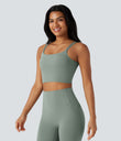 Halara UltraSculpt™ Double Straps Twisted Backless Cropped Yoga Tank Top - Iceberg Green