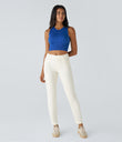 Halara Flex™ High Waisted Pockets Straight Leg Washed Casual Jeans - Beige Denim