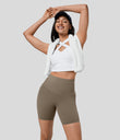 Halara UltraSculpt™ High Waisted Tummy Control Pocket Shaping Training Biker Shorts 7'' - Dawn Brown