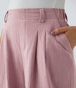High Waisted Pocket Wide Leg Flowy Solid Palazzo Casual Linen-Feel Pants - Pale Lilac