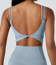 Halara UltraSculpt™ Double Straps Twisted Backless Cropped Yoga Tank Top - Baby Blue