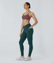 Patitoff™ 2.0 Pet Hair Resistant High Waisted Crossover Side Pocket Yoga Leggings - June Bug