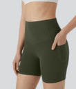 Halara UltraSculpt™ High Waisted Butt Lifting Tummy Control Pocket Shaping Training Biker Shorts 5'' - Deep Woodland Green