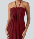 Halter Tie Back Mini Resort Dress with Pockets - Emboldened