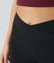 SoftlyZero™ High Waisted Crossover Plain Yoga Biker Shorts 3''-UPF50+ - Black