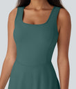 SoftlyZero™ Airy U Neck 2-in-1 Pocket Mini Cool Touch Dance Active Dress-Easy Peezy - Blue Spruce