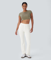 Halara Flex™ High Waisted Pockets Washed Casual Bootcut Jeans - Beige Denim