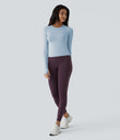 Solid Thumb Hole Yoga Sports Top - Cool Ice Blue