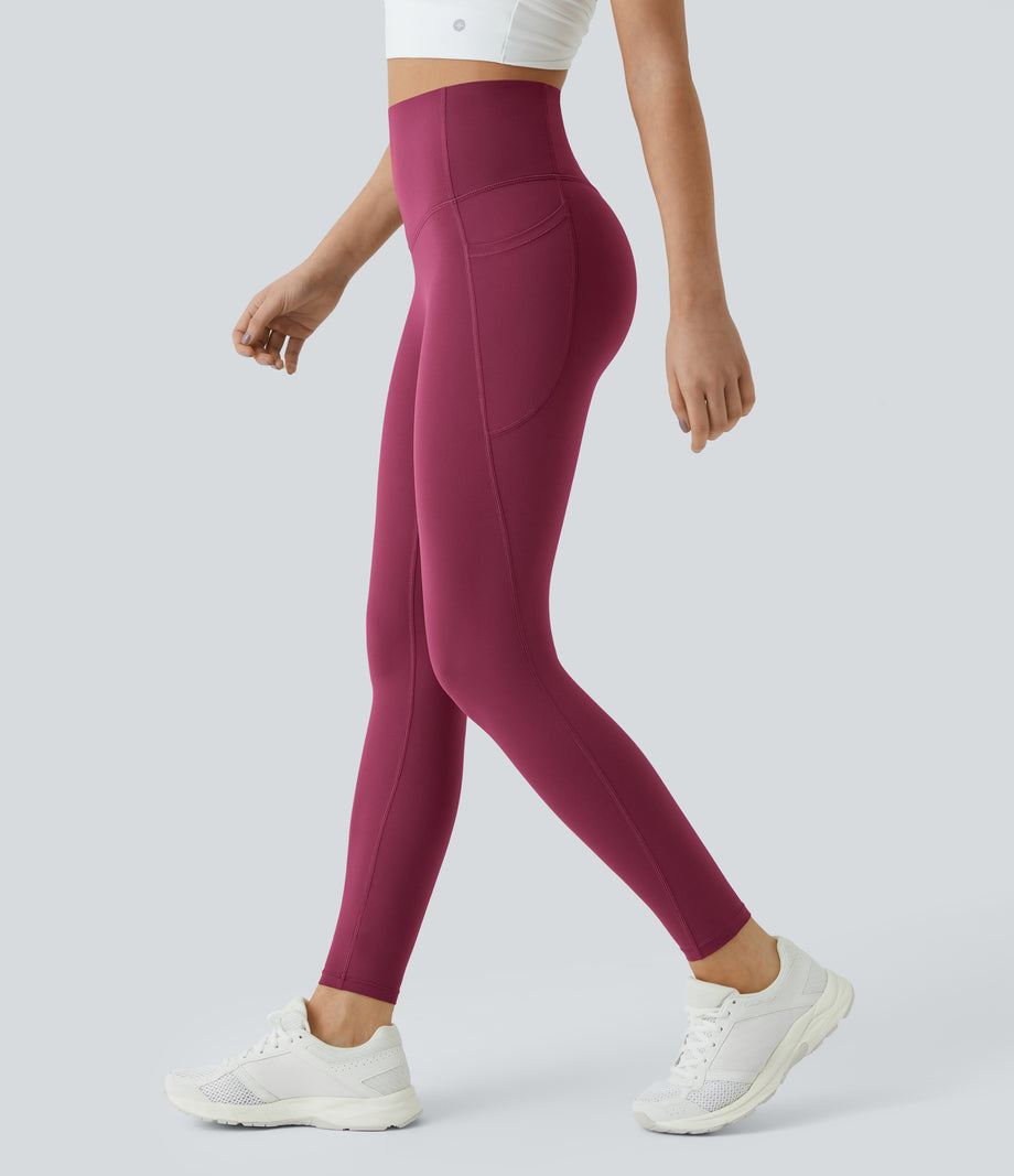 Halara UltraSculpt™ High Waisted Tummy Control Pocket Shaping Training Leggings - Red Plum