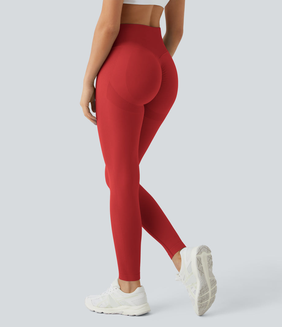 OneForm Seamless Flow High Waisted Booty Scrunch Leggings - Salsa