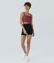 SoftlyZero™ Airy Square Neck Backless Crisscross Cropped Cool Touch Yoga Tank Top-UPF50+ - Cordovan