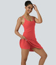 SoftlyZero™ Airy Cut Out 2-in-1 Pocket Cool Touch Longer Active Dress-UPF50+ - Poinsettia