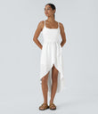 Breezeful™ High Low 2-Piece Pocket Flowy Midi Quick Dry Casual Dress - White