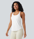Halara UltraSculpt™ Round Neck Curved Hem Workout Tank Top - White