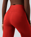 DayStretch High Waisted Tummy Control Wide Leg Baggy Yoga Pants with Pockets - Valiant Poppy