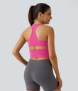 SoftlyZero™ Plush U Neck Racerback Cut Out Cropped Yoga Tank Top - Fuchsia Purple