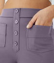 DayStretch High Waisted Pockets Straight Leg Casual Pants - Purple Ash