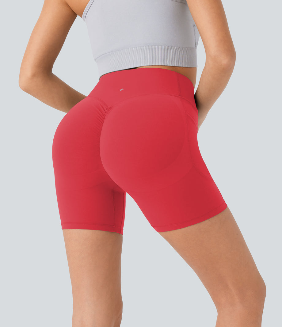 Halara UltraSculpt™ High Waisted Scrunch Butt Lifting Tummy Control Pocket Shaping Workout Biker Shorts 5'' - Bittersweet