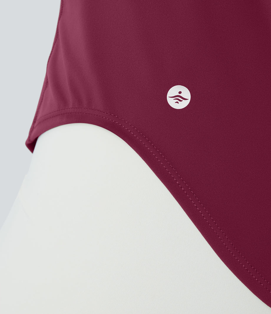 Halara UltraSculpt™ Round Neck Curved Hem Workout Tank Top - Red Plum