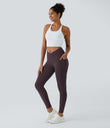 SoftlyZero™ Crossover Pocket Plain Leggings-UPF50+ - Dusky Evening purple