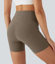Halara UltraSculpt™ High Waisted Butt Lifting Tummy Control Pocket Shaping Training Biker Shorts 5'' - Dawn Brown