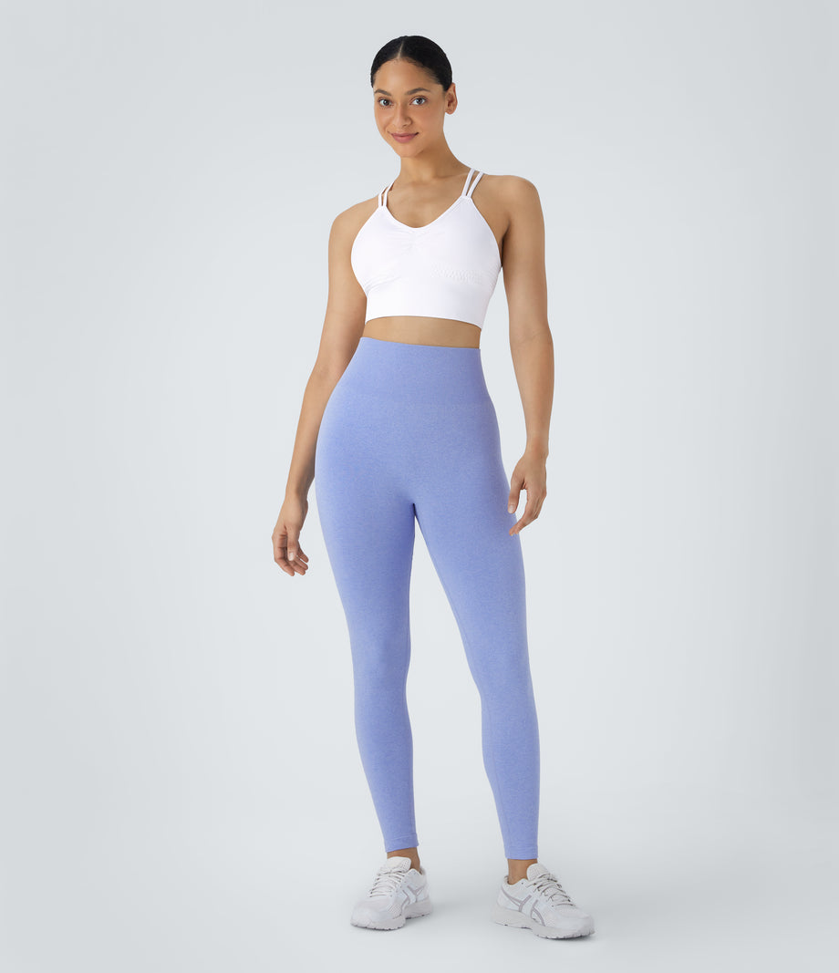 OneForm Seamless Flow Low Support Ruched Double Straps Sports Bra A-D Cups - White