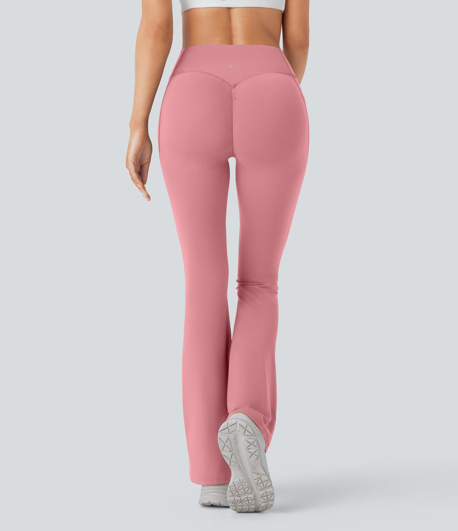 Halara UltraSculpt™ High Waisted Scrunch Butt Lifting Tummy Control Pocket Shaping Yoga Bootcut Leggings - Rose Pink