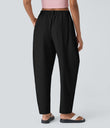 Mid Rise Pocket Barrel Leg Baggy Work Pants - Black