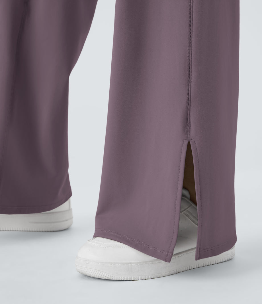 DayStretch Crossover Pocket Hem Wide Leg Yoga Pants-Smile - Nebula Purple