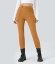 DayStretch High Waisted Zipper Pockets Solid Skinny Cargo Pants - Buckskin