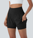 SoftlyZero™ Airy Super High Waisted 2-in-1 Cool Touch Yoga Shorts 5'' with Pockets - Black