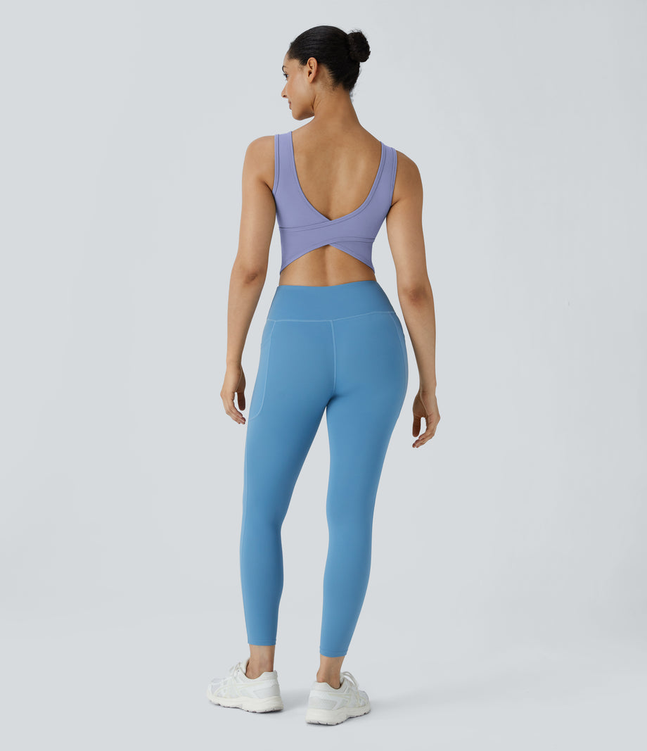U Neck Crossover Barre Ballet Dance Tank Top A-D Cups - Baby Lavender
