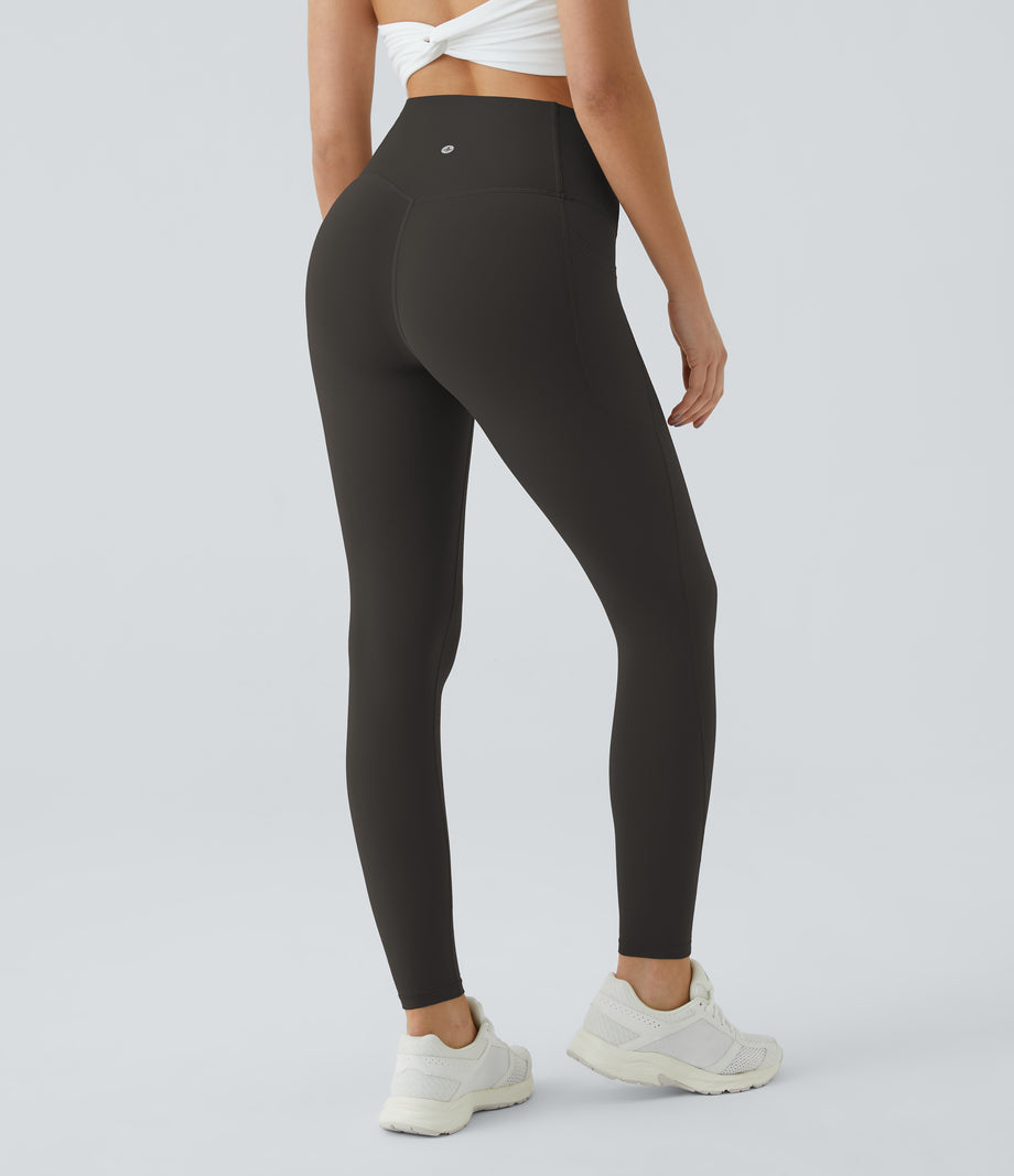 Halara UltraSculpt™ High Waisted Tummy Control Pocket Shaping Training Leggings - Hazelnut Black