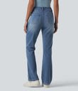 Halara Flex™ High Waisted Pockets Washed Casual Bootcut Jeans - Vallarta Blue Denim