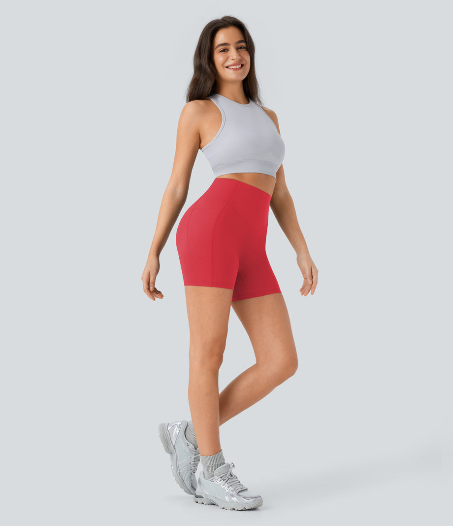 Halara UltraSculpt™ High Waisted Scrunch Butt Lifting Tummy Control Pocket Shaping Workout Biker Shorts 5'' - Bittersweet
