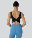 U Neck Crossover Barre Ballet Dance Tank Top A-D Cups - Black