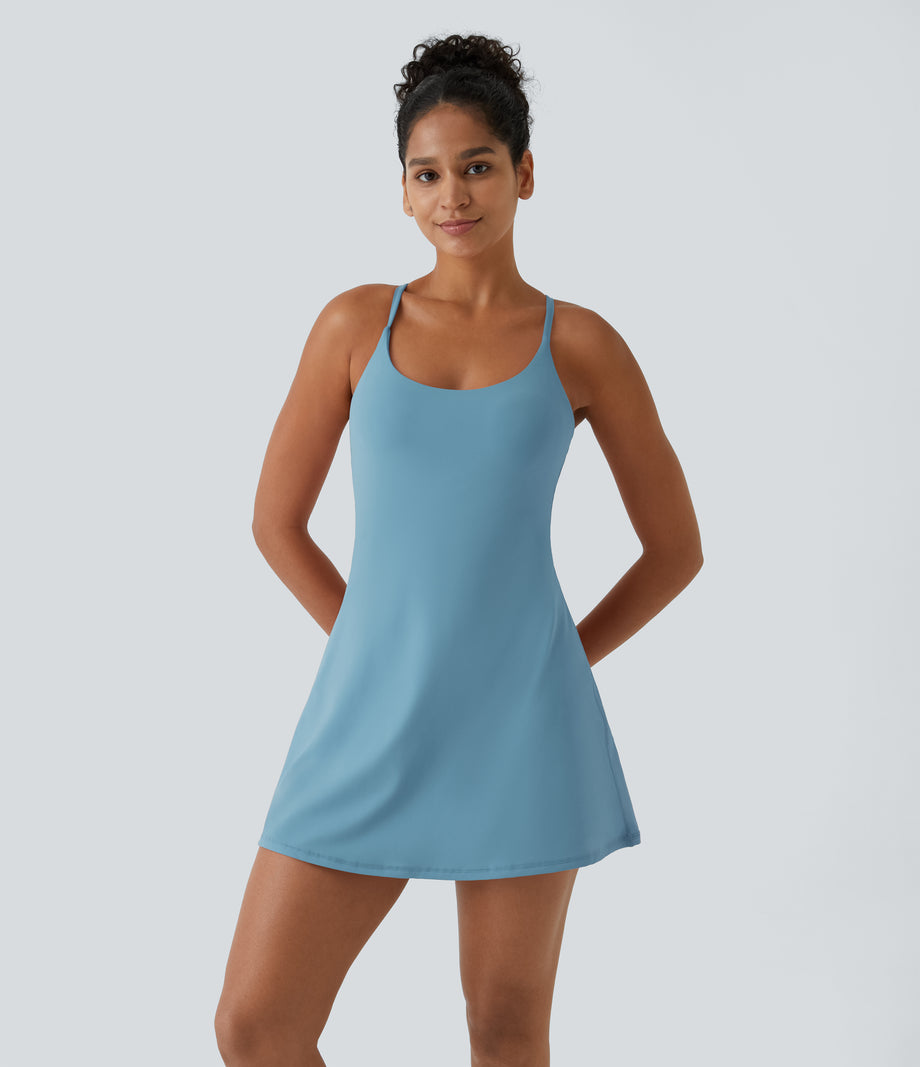 SoftlyZero™ Plush Backless Active Dress-Easy Peezy Edition - Warm Mid Blue