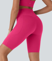 Halara UltraSculpt™ High Waisted Tummy Control Pocket Shaping Training Biker Shorts 9'' - Bright Rose